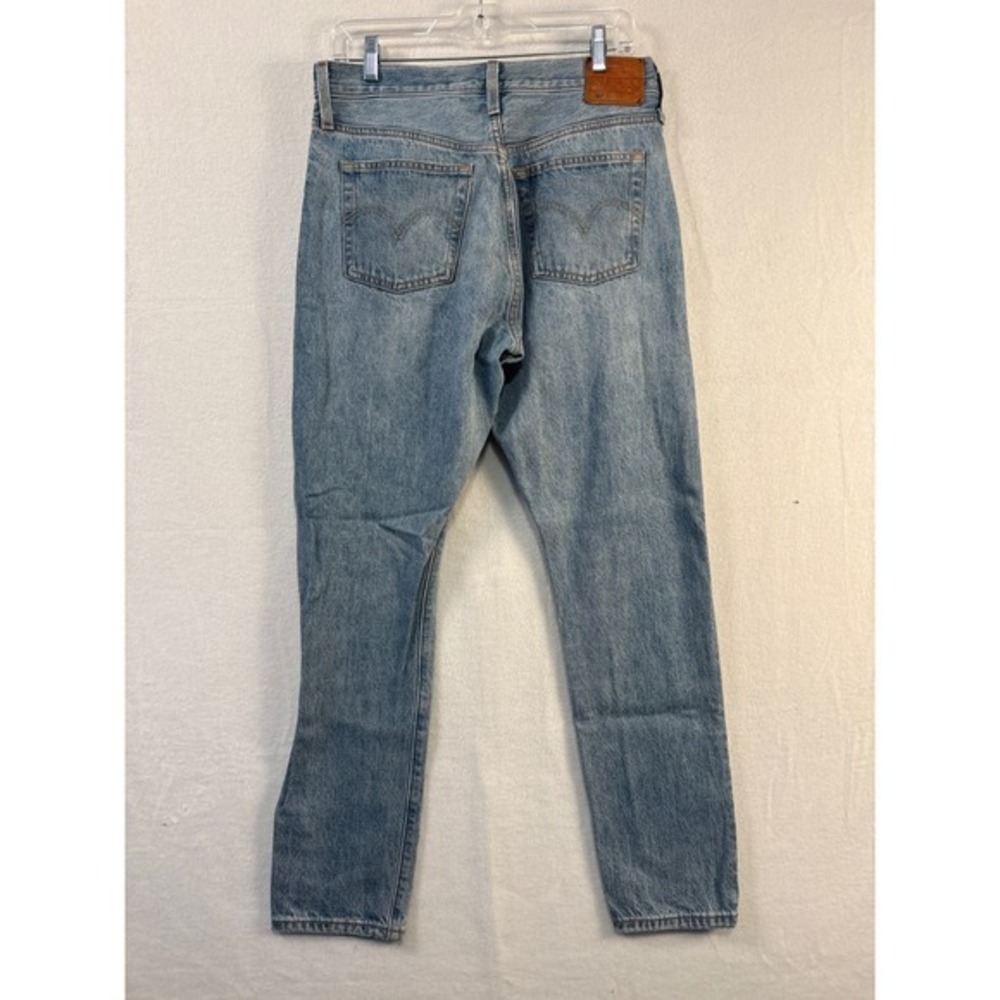 Levi's 501 Distressed Ripped Jeans Light Wash Denim Button Fly Size 30x27 - Picture 8 of 10